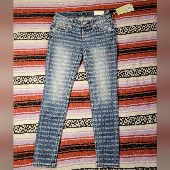 Miss Me 25×29 low rise skinny Blue Patterned low rise Skinny Jeans - Picture 7 of 16